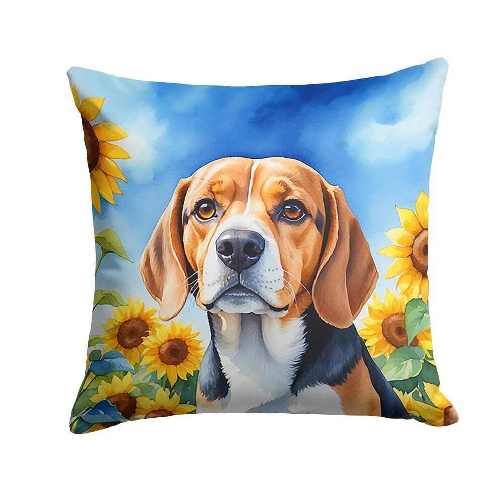 6518 in Sunflowers Throw Pillow, 18Hx18W, Beagle 6019